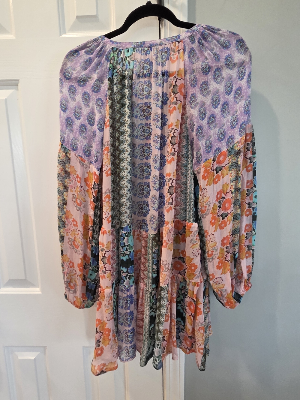 Anthropologie Maureen Patchwork Floral Babydoll Tunic Blouse Size Large - Picture 5 of 9